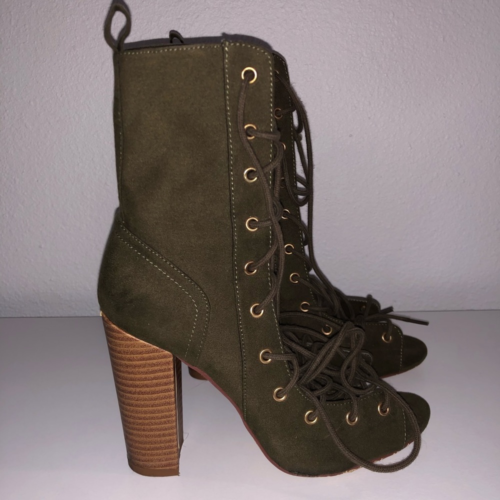Lace up bootie heels